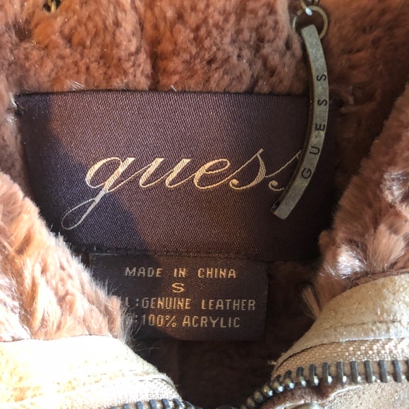 Guess Brown/Tan Leather Jacket Size Small - Picture 3 of 9